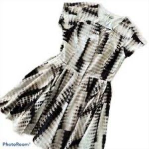 H by Halston Black and White Patterned Dress